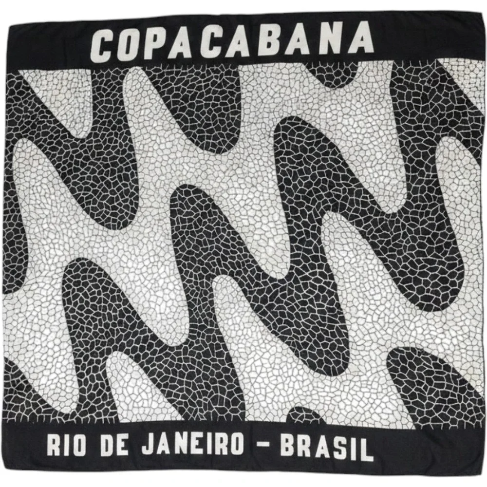 Copacabana Rio de Janeiro Brasil Sarong Tapestry Black White Wave Print Souvenir